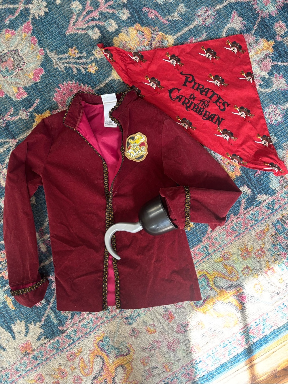 Disney Burgundy Pirate Jacket and Red Bandana Set